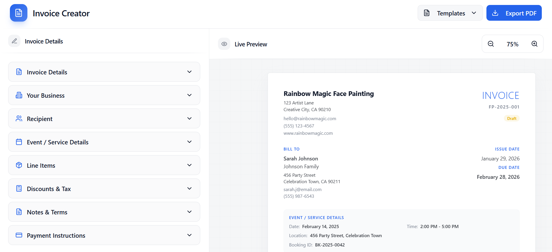 Invoice Tool Preview
